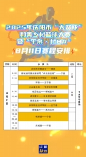 2025年慶陽市“大賢杯”和美鄉(xiāng)村籃球大賽暨“平泉·村BA”8月11日賽程安排