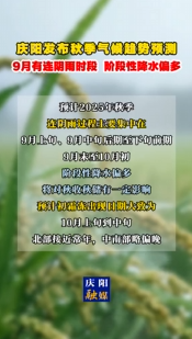 慶陽發(fā)布秋季氣候趨勢預(yù)測，9月有連陰雨時段，階段性降水偏多