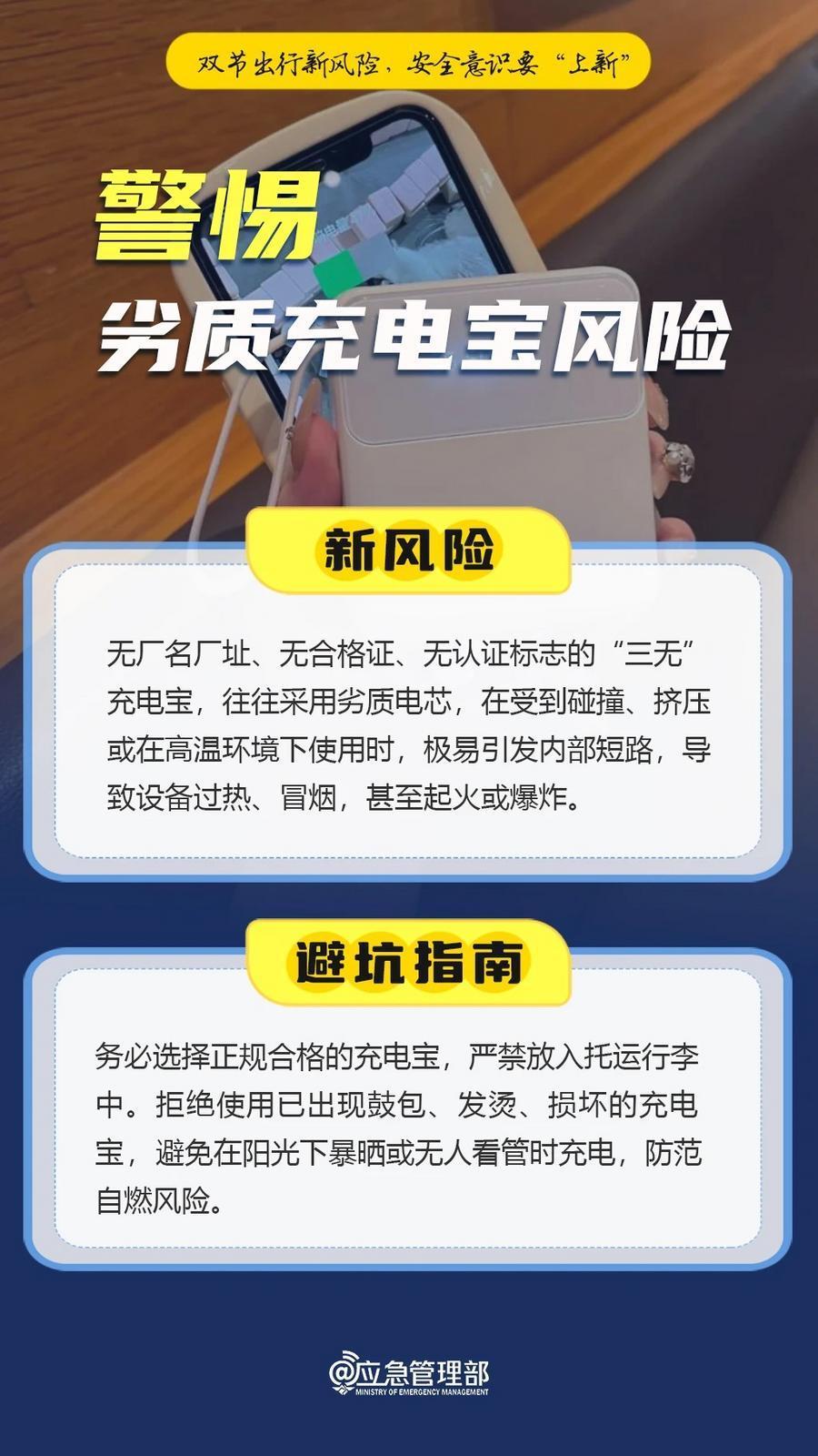 雙節(jié)出行新風險 安全意識要“上新”︱警惕劣質充電寶風險